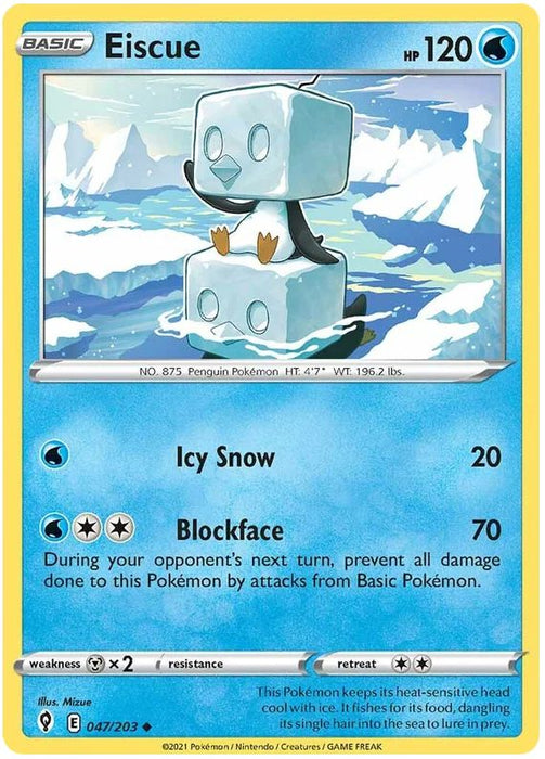 Eiscue 047/203 Uncommon Reverse Holo Pokemon Card (SWSH Evolving Skies)