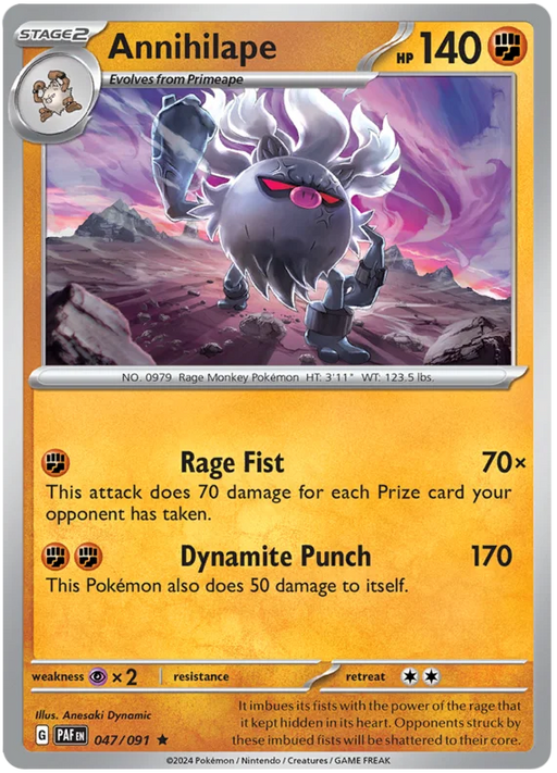 Annihilape 047/091 Rare Reverse Holo Pokemon Card (SV 4.5 Paldean Fates)