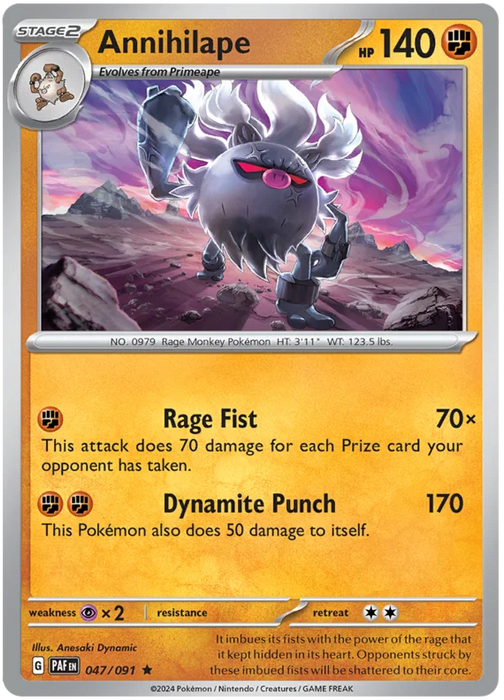 Annihilape 047/091 Rare Pokemon Card (SV 4.5 Paldean Fates)