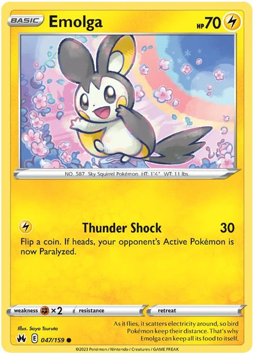 Emolga 047/159 Common Pokemon Card (SWSH Crown Zenith)