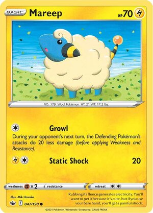 Mareep 047/198 Common Reverse Holo Pokemon Card (SWSH Chilling Reign)