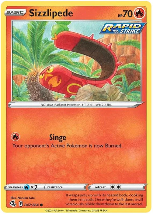 Sizzlipede 047/264 Common Reverse Holo Pokemon Card (SWSH Fusion Strike)