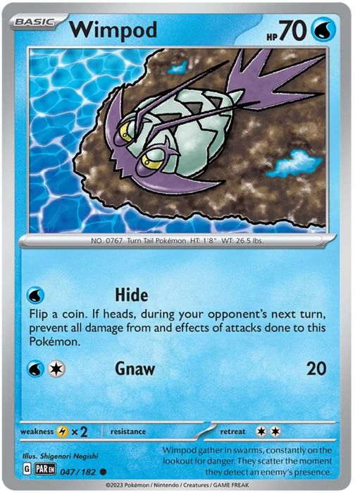 Wimpod 047/182 Common Reverse Holo Pokemon Card (SV04 Paradox Rift)