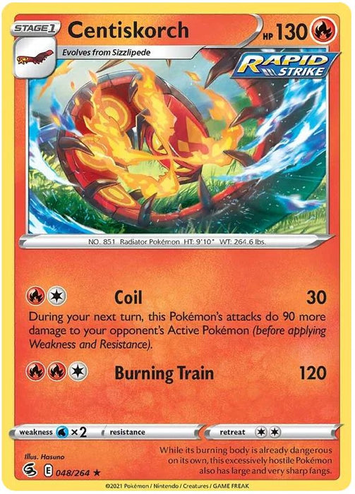 Centiskorch 048/264 Rare Pokemon Card (SWSH Fusion Strike)