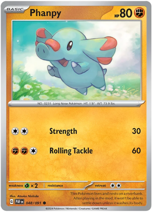 Phanpy 048/091 Common Pokemon Card (SV 4.5 Paldean Fates)