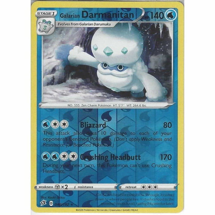 Galarian Darmanitan 048/192 Rare Reverse Holo Pokemon Card (SWSH Rebel Clash)