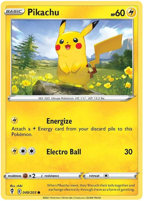 Pikachu 049/203 Common Pokemon Card (SWSH Evolving Skies)