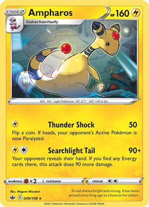 Ampharos 049/198 Rare Pokemon Card (SWSH Chilling Reign)