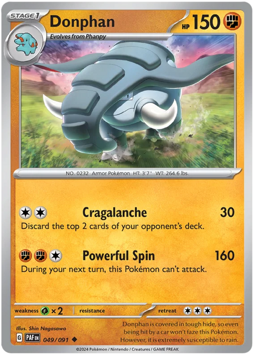 Donphan 049/091 Uncommon Pokemon Card (SV 4.5 Paldean Fates)