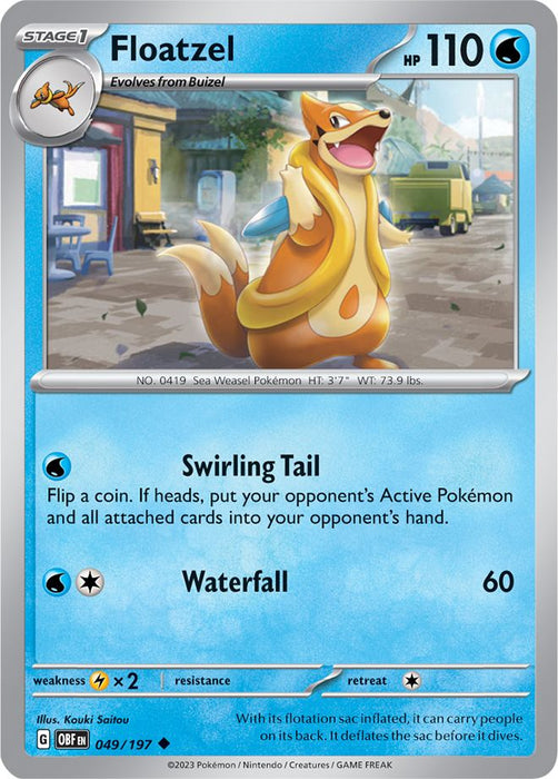 Floatzel 049/197 Uncommon Reverse Holo Pokemon Card (SV Obsidian Flames)