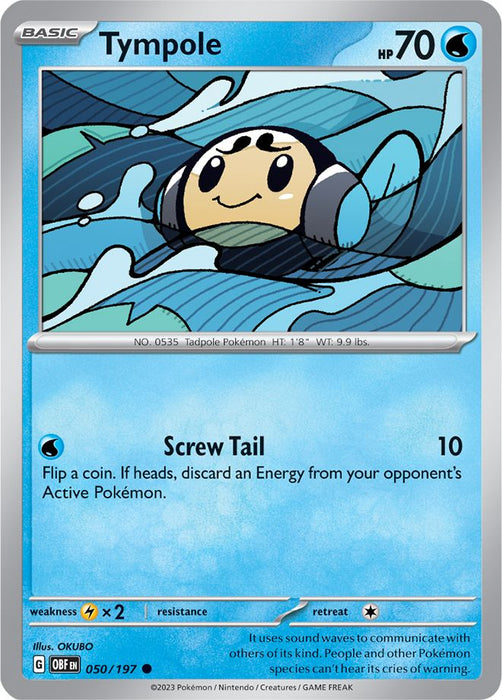 Tympole 050/197 Common Reverse Holo Pokemon Card (SV Obsidian Flames)