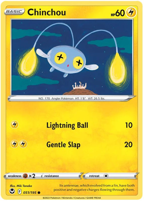 Chinchou 051/195 Common Pokemon Card (SWSH Silver Tempest)