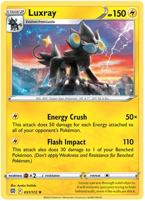 Luxray 051/172 Rare Pokemon Card (SWSH Brilliant Stars)