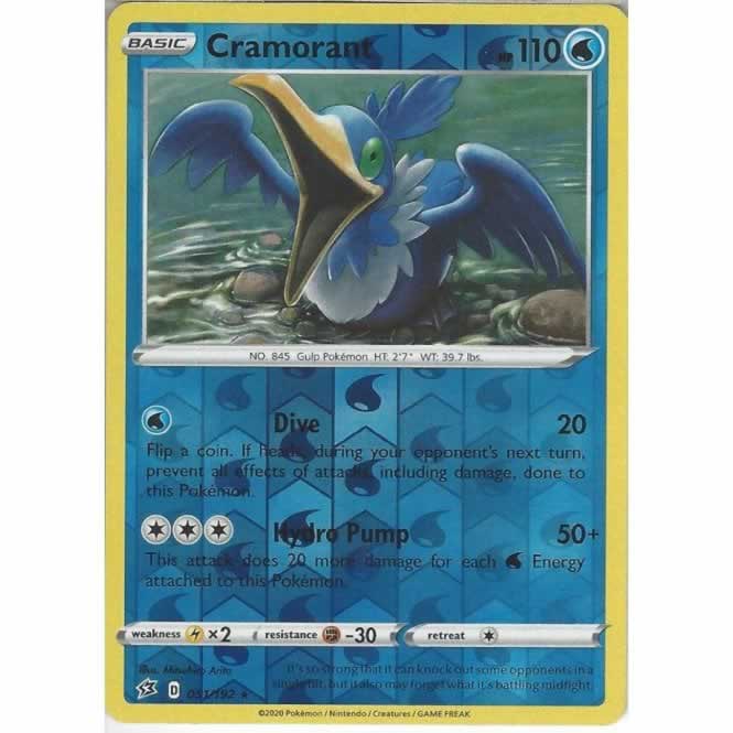 Cramorant 051/192 Rare Reverse Holo Pokemon Card (SWSH Rebel Clash)