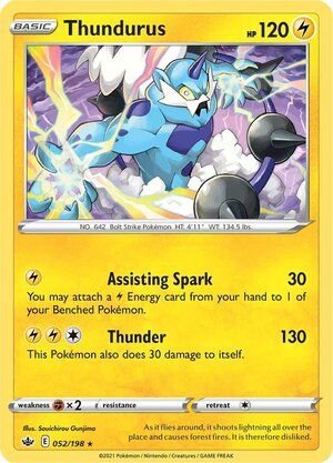 Thundurus 052/198 Rare Holo Pokemon Card (SWSH Chilling Reign)