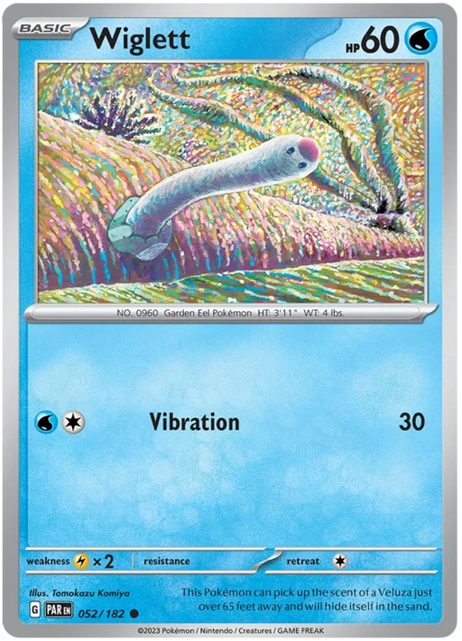 Wiglett 052/182 Common Pokemon Card (SV04 Paradox Rift)