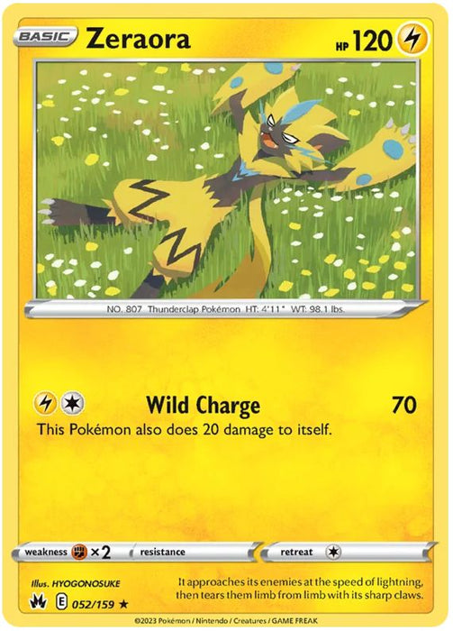 Zeraora 052/159 Rare Pokemon Card (SWSH Crown Zenith)