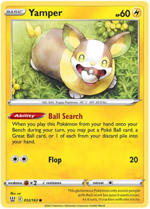 Yamper 052/163 Common Pokemon Card (Battle Styles)