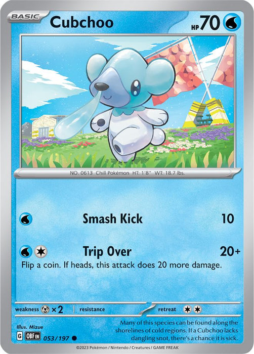 Cubchoo 053/197 Common Reverse Holo Pokemon Card (SV Obsidian Flames)