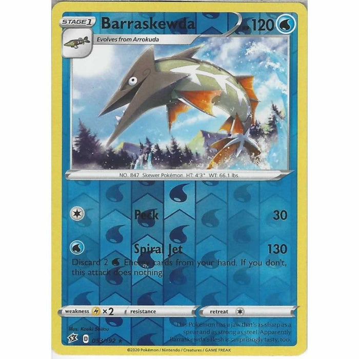 Barraskewda 053/192 Rare Reverse Pokemon Card (SWSH Rebel Clash)