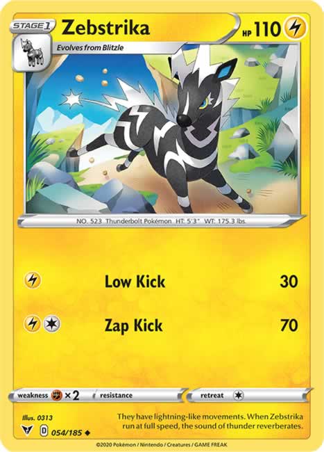 Zebstrika 054/185 Uncommon Pokemon Card (SWSH04 Vivid Voltage)