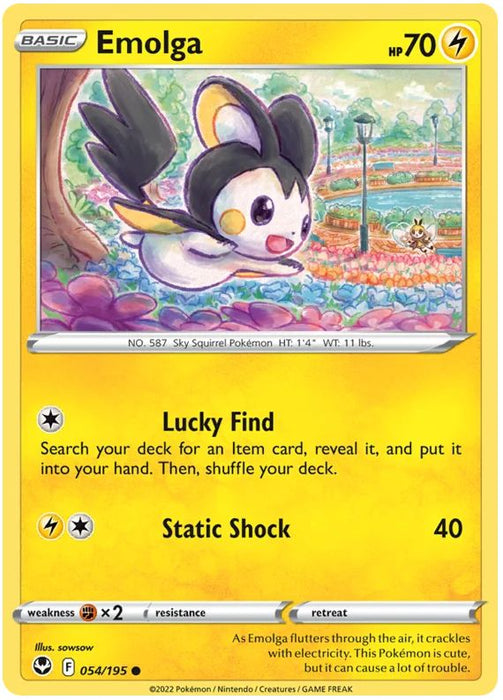 Emolga 054/195 Common Pokemon Card (SWSH Silver Tempest)