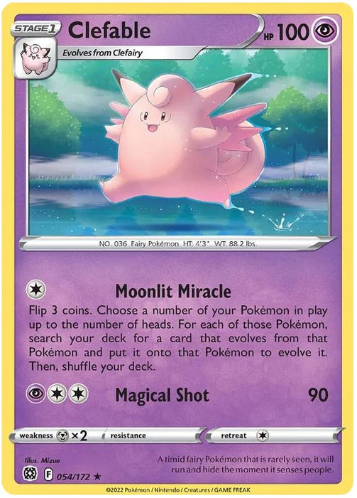 Clefable 054/172 Rare Pokemon Card (SWSH Brilliant Stars)