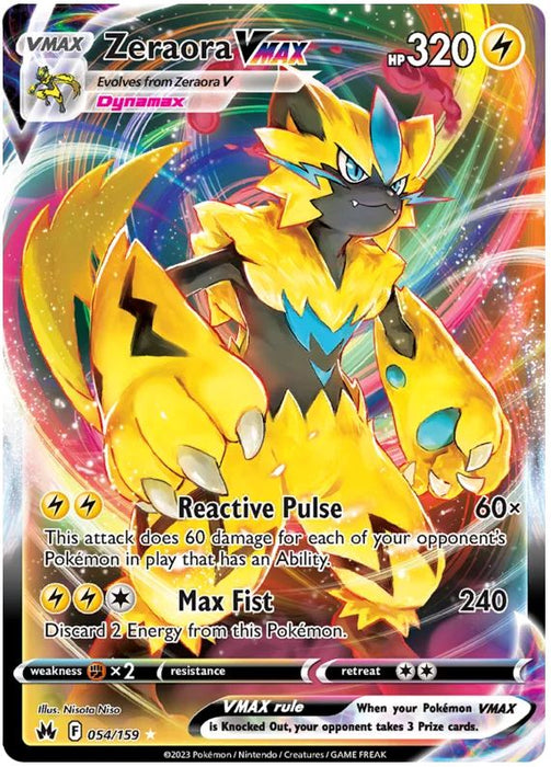 Zeraora VMAX 054/159 Rare VMAX Pokemon Card (SWSH Crown Zenith)