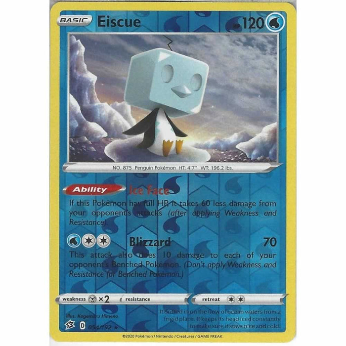 Eiscue 054/192 Rare Reverse Holo Pokemon Card (SWSH Rebel Clash)