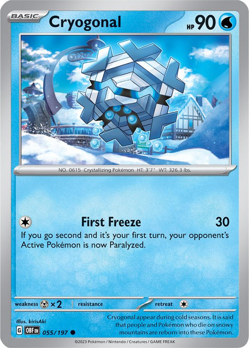 Cryogonal 055/197 Common Reverse Holo Pokemon Card (SV Obsidian Flames)