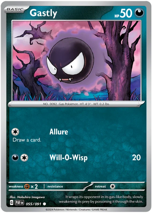 Gastly 055/091 Common Reverse Holo Pokemon Card (SV 4.5 Paldean Fates)