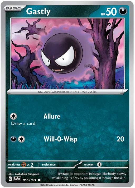 Gastly 055/091 Common Reverse Holo Pokemon Card (SV 4.5 Paldean Fates)