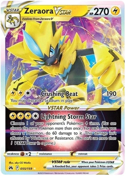 Zeraora VSTAR 055/159 Rare VSTAR Pokemon Card (SWSH Crown Zenith)