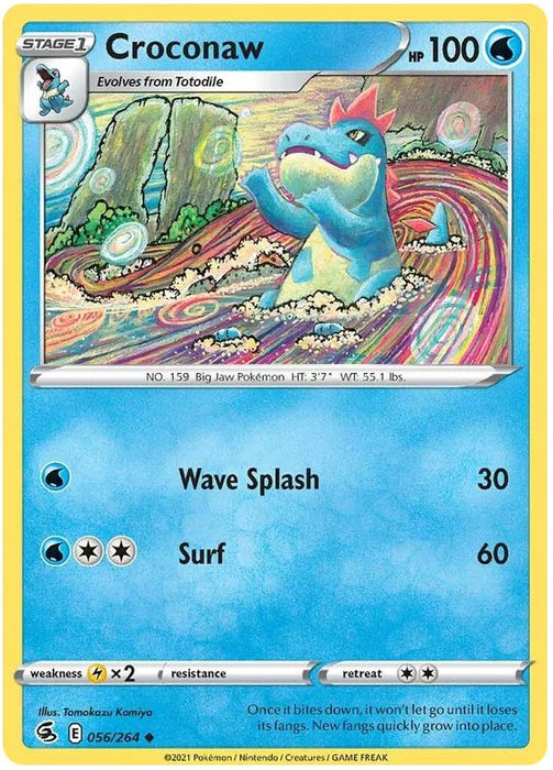 Croconaw 056/264 Uncommon Reverse Holo Pokemon Card (SWSH Fusion Strike)