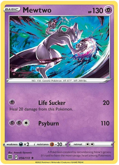 Mewtwo 056/172 Rare Reverse Holo Pokemon Card (SWSH Brilliant Stars)