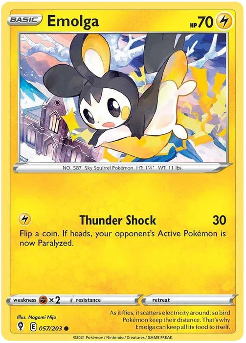 Emolga 057/203 Common Reverse Holo Pokemon Card (SWSH Evolving Skies)