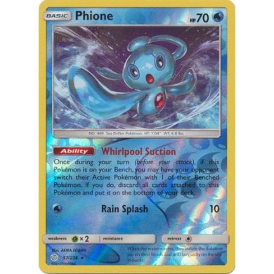 Phione 57/236 Rare Reverse Holo Pokemon Card (Cosmic Eclipse) Titan Cards Ltd Phione 57/236 Rare Reverse Holo Pokemon Card (Cosmic Eclipse) Titan Cards Ltd