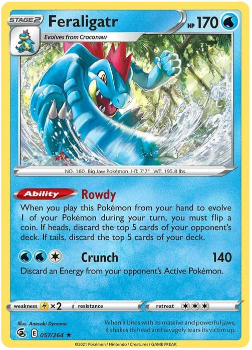 Feraligatr 057/264 Rare Holo Reverse Holo Pokemon Card (SWSH Fusion Strike)