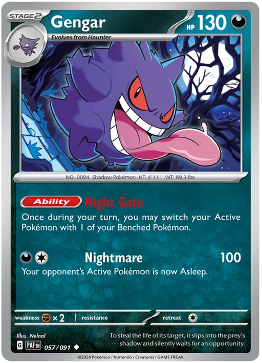 Gengar 057/091 Uncommon Pokemon Card (SV 4.5 Paldean Fates)