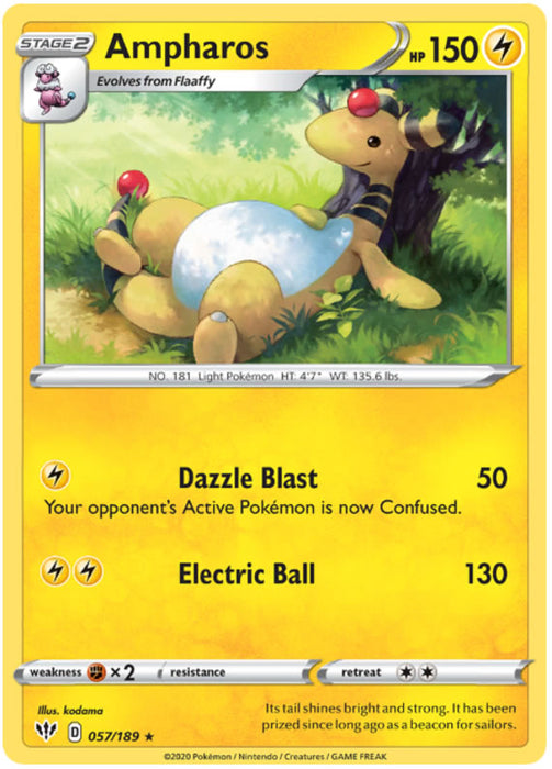 Ampharos 057/189 Rare Pokemon Card (Darkness Ablaze)