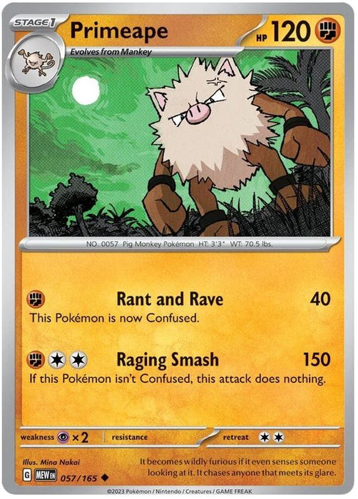 Primeape 057/165 Uncommon Pokemon Card (Pokemon SV 151)