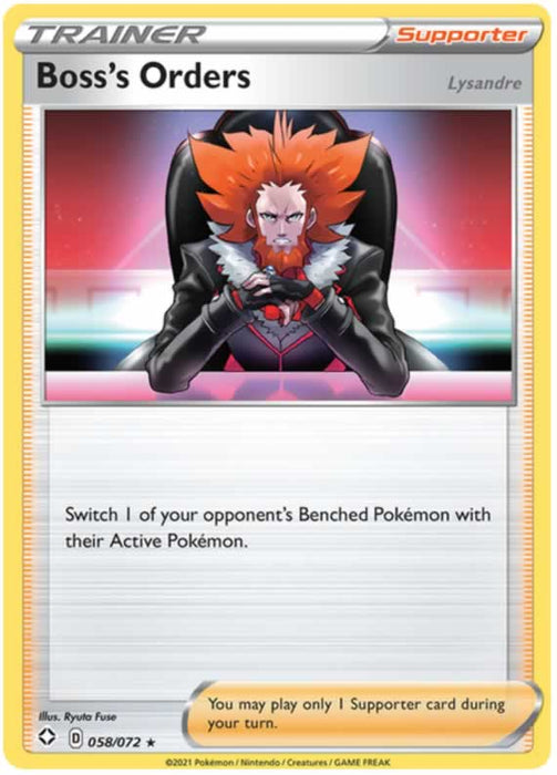 Boss's Orders 058/072 Rare Reverse Holo Pokemon Card (Shining Fates)