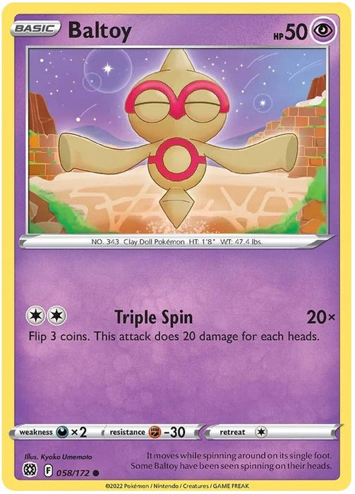 Baltoy 058/172 Common Pokemon Card (SWSH Brilliant Stars)