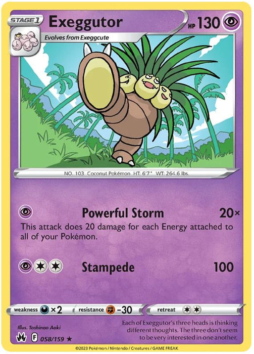 Exeggutor 058/159 Rare Pokemon Card (SWSH Crown Zenith)