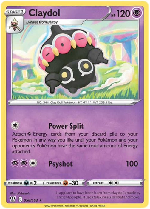 Claydol 058/163 Rare Pokemon Card (Battle Styles)