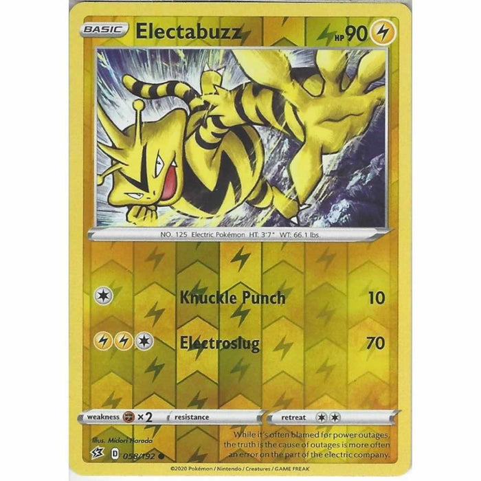 Electabuzz 058/192 Common Reverse Holo Pokemon Card (SWSH Rebel Clash)