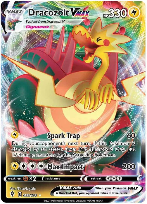 Dracozolt VMAX 059/203 Ultra Rare  Pokemon Card (SWSH Evolving Skies)