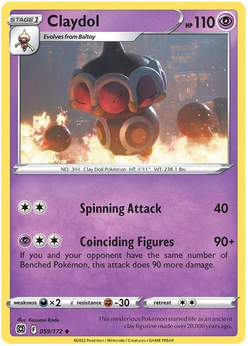 Claydol 059/172 Uncommon Reverse Holo Pokemon Card (SWSH Brilliant Stars)