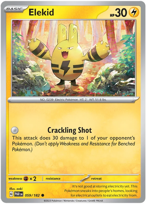 Elekid 059/182 Common Reverse Holo Pokemon Card (SV04 Paradox Rift)