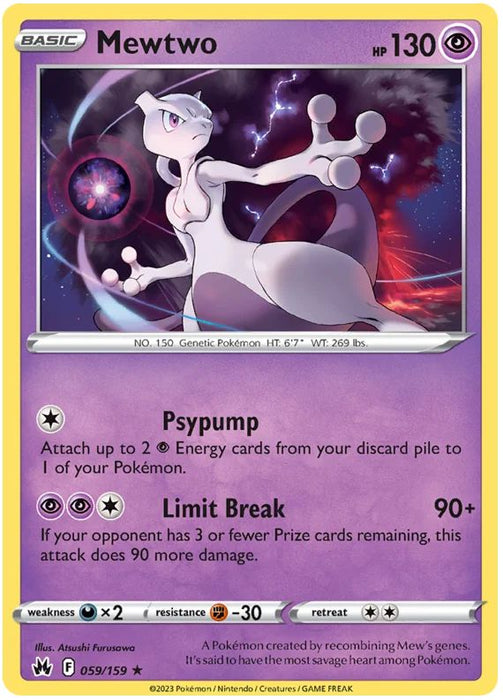 Mewtwo 059/159 Rare Holo Pokemon Card (SWSH Crown Zenith)